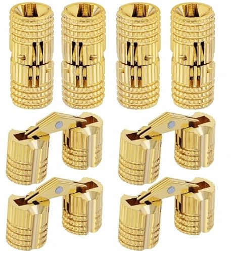 HOJLKLD Lot de 8 Charnières Invisibles en Laiton de 10mm, Charnières Caché Angle d'ouverture de 180 Degrés pour Boîte à Bijoux, Coffret Cadeau, Plans de Travail (10mm)
