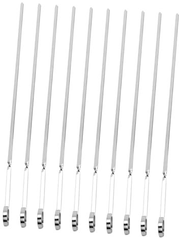10 Piezas palo de barbacoa de acero inoxidable espesar brochetas de barbacoa brocheta a la parrilla brochetas barbacoa utensilios barbacoa brochetas para asar aguja de barbacoa