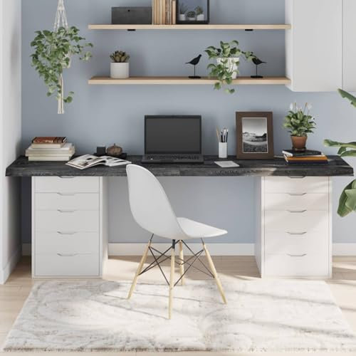ZEYUAN Tischplatte Dunkelgrau 220x60x6 cm Massivholz Eiche Behandelt, Arbeitsplatte, Holzplatte, Schreibtischplatte, Waschtischplatte, Küchenarbeitsplatte - 3156469