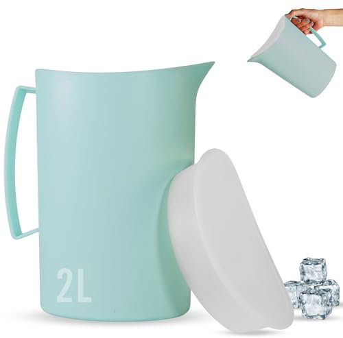 Jarra Agua Plastico Premium 2l - Libre de Bpa, Multifuncional para Celebraciones y Actividades al Aire Libre, Jarra de Agua Plastico Color Verde (VERDE)