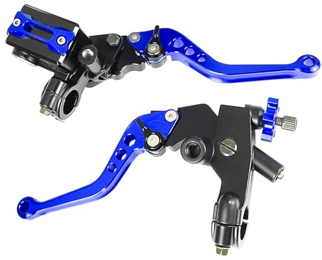 Levier d'embrayage Universel 7/8 22mm Maître-Cylindre Pompe de Frein Réglable Compatible avec Yama-ha Polaris Suzuki Kawa-saki Honda Moto (bleu)