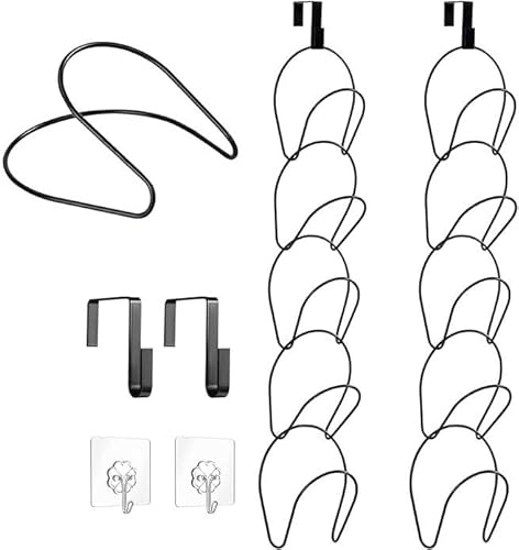 Ruikcoll Cap Halter Tür Hut Racks 10 Stück,Haken für Handtaschen Aufhänger für Schals Handtaschen Handtücher Kleidung Krawatten mit Haken zum Aufhängen,Schwarz