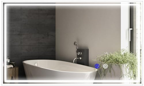 kleankin Miroir de Salle de Bain Lumineux Rectangulaire Mural LED 3 Couleurs Luminosité Réglable Interrupteur Tactile, Horizontal ou Vertical, 100 x 60 cm