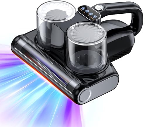 JPHYLL Mattress Vacuum Cleaner 16Kpa UV Lamp Mattress Cleaning Machine 500W Anti Dust Mite Bed Vacuum Cleaner with Ultrasound HEPA Filter Handheld Vacuum for Bed Sofa and Upholstery Black