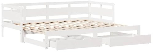 vidaXL Dagbädd utdragbar med lådor utan madrass vit 90x190 cm