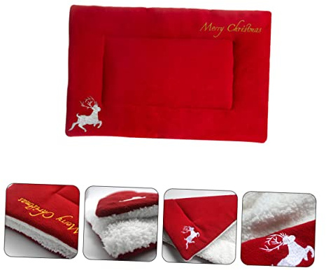 Kisangel Weihnachts-pet-Matte Mit Gesticktem Hirschmuster Dicke Plüsch-matratze Warme Bequeme Schlafunterlage Für Katzen Und Hunde rutschfest Pflegeleicht Wintergeeignet