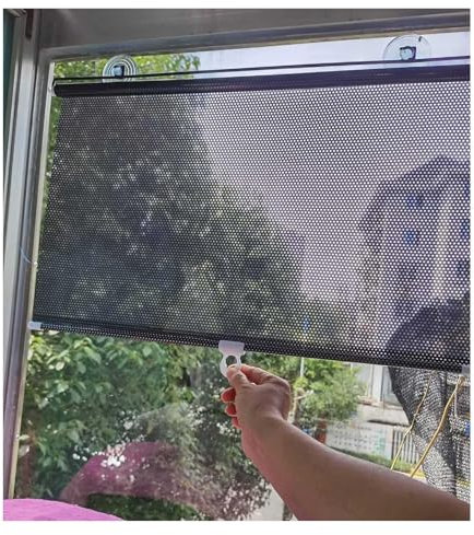 MBHHU Tragbare Sonnenrollos, Verdunkelungsrollos, Saugnapfrollos, versenkbare Balkonrollos, Fensterverdunkelungsvorhänge, Sicht- und Sonnenschutzrollos ohne Bohren(45x125cm/18 * 49in)