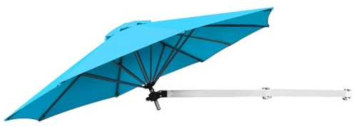 COSTWAY Parasoll för väggen, väggparaply lutningsbart, balkongparaply med justerbar aluminiumstång, väggmonterat trädgårdsparaply för trädgård, balkong, gård, Ø 250 cm (turkos)