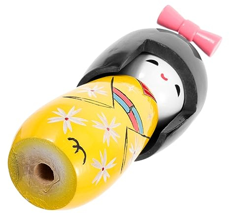 ULTECHNOVO Muñeca Japonesa de Madera con Kimono Decoración de Escritorio Japonés para Hogar y Restaurantes Adorno Cultural Auténtico de Diseño Único Color Amarillo con de Ciruelo