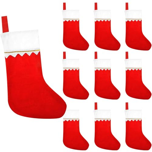 yivom 10 Piezas Calcetines Navidad Chimenea Christmas Stocking Calcetines Navidad Personalizado Grandes Medias Bavideñas para el árbol de Navidad Chimenea Decoración