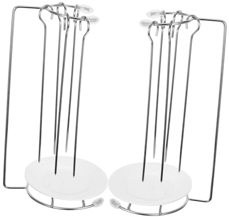 TOBBOMEY 2 Juegos Soporte para Brochetas de Barbacoa Inoxidable Práctico y Fácil de Desmontar Incluye Estantes Platos y Pinchos para Carne para Parrillas y Picnics al Aire