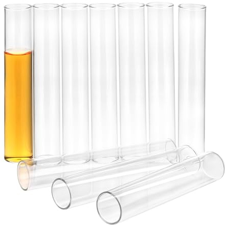 QWORK® 10 piezas de tubos de ensayo de vidrio de borosilicato con fondo plano, 11 cm X 2 cm - Mayor estabilidad a altas temperaturas, inercia química y precisión en la observación.