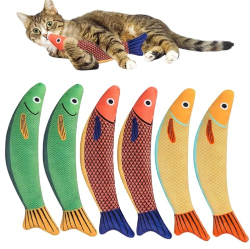 YUPZAR 6 Stück Katzenspielzeug Fisch,Katzenminze Spielzeug, Interaktives Spielzeug,Geschenke für Begleitkätzchen