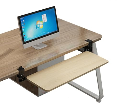 Extensor Bajo Escritorio Bandeja, Bandeja Extensible De Escritorio Bandeja Teclado Debajo Mesa Plataforma Extensión Teclado, Fácil Instalación, Para Trabajar, Estudiar (Size:75*25CM,Color:Roble)