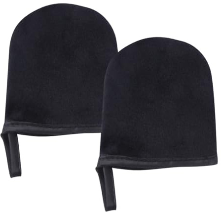 2 Stück Selbstbräunungshandschuhe aus Flockstoff, Schwarz