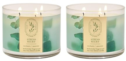 Bath & Body Works Eucalyptus Spearmint 3-Wick Candle - Scented Candle for At-Home Use - Long-Lasting, Room-Filling Fragrance - High Fragrance Oil Concentration - Soy Wax Blend - 2-Pack