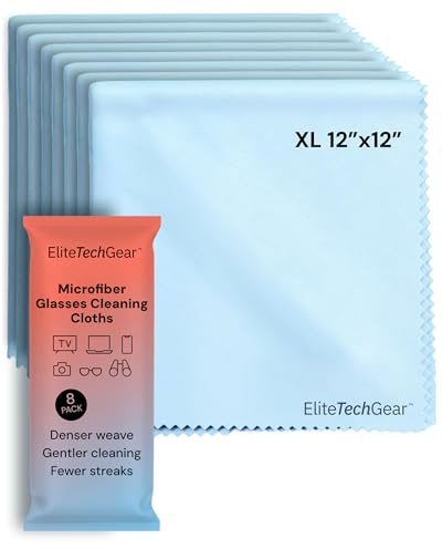 Elite Tech Gear Microfiber Cloth (Blue, 12'' x 12'' (Pack of 8))