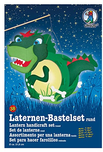 Ursus 18700038 - Laternen Bastelset, T - Rex, ca. 21,8 x 21 x 10,3 cm, Durchmesser ca. 21,8 cm, inklusive Vorlagebogen mit Bastelanleitung, zum Selbstgestalten, ideal für den nächsten Laternenlauf