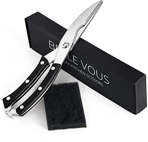 Belle Vous Hochwertige Küchenschere -Geflügelschere 25,5cm Vielzweckschere Gefedert aus Edelstahl Scharfe Schere zum Schneiden von Geflügel, Hähnchen, Knochen, Fleisch, Kräuterschere, Gemüseschere