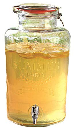 Spetebo XXL Getränke Spender mit Zapfhahn und Bügelverschluss - 5 Liter - Glas Behälter Saftspender Dispenser (5 Liter)