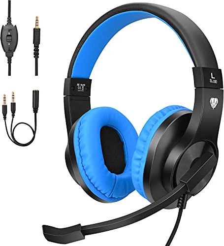 BlueFire Kids Headphones with Microphone, Gaming Headset 3.5mm Bass Stereo | Childrens Gaming Headset with Adjustable Mic for PS5/PS4/Xbox/Xbox One/Nintendo Switch/PC Boys Headphones