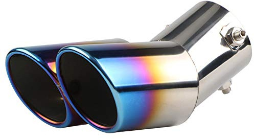 idain Universal Double Outlets Exhaust Pipe 63MM Diameter Exhaust Pipe Trim Stainless Steel Muffler Tip