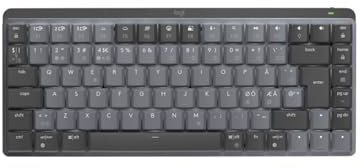 Logitech MX Mechanical MIni trådlöst bakgrundsbelyst tangentbord | Linjära brytare, belysta tangenter, BT, USB-C, macOS, Win, Linux, iOS, Android, Metal, Pan Nordic QWERTY - Grå