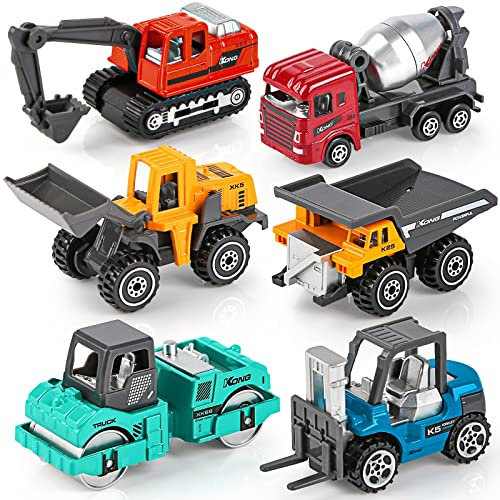 YIMORE Mini Lastwagen Autos für Jungs Bunt Baufahrzeuge Spielzeug Geschenkset für Kinder ab 3 Jahren (6 pcs)