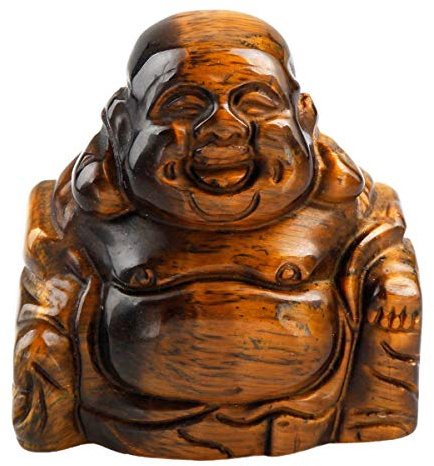 Nupuyai Tigerauge Lachender Buddha Figur Edelstein Mini Glücksbuddha Deko | Glücksbuddha Figur, Glücksbringer Talisman, Mini Buddha Edelstein Statue Geschenk, Feng Shui Meditation Zen Deko