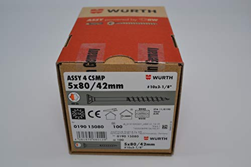 Wuerth Würth Assy 4 CSMP Spanplattenschraube 5,0 x 80 mm (100 Stk.) verzinkt Teilgewinde Senkkopf RW 20