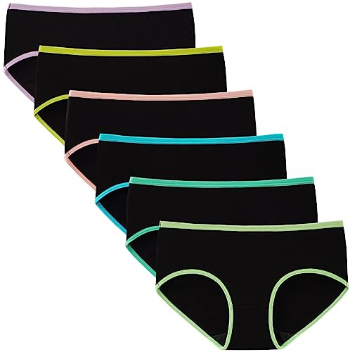 INNERSY Unterhosen Mädchen Baumwolle Unterwäsche Slips 8-16 Jahre 6er Pack | Hipster Panties Teenager, 100% Baumwoll Schritt, Sport Schlüpfer Teens, Mittlerer Taille Unterhose Kinder, Schule, 134-170