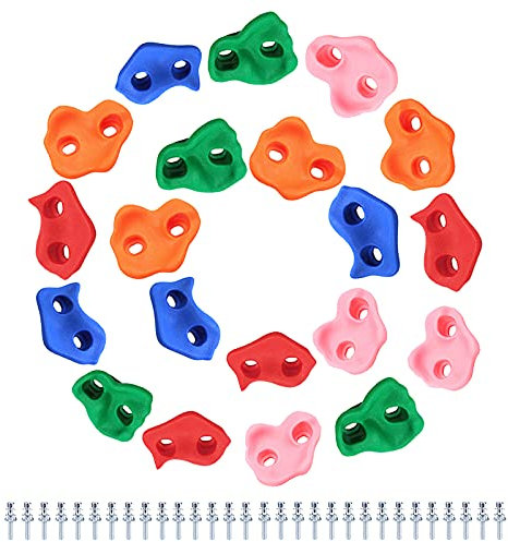 jiuzcare 20 Pezzi Arrampicata Set per Bambini Parete Rock Climbing Holds Set Porta Arrampicata per Bambini da Giardino Forte capacità di Carico for Amusement Equipment Prese Arrampicata Bambini Rock