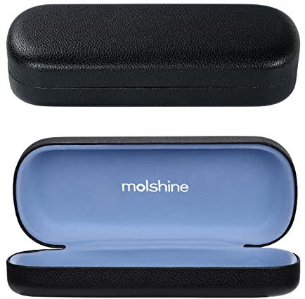 molshine Hartschalen PU Leder Brillenetui,tragbares helles Hardcase Brillenetuis für Männer Frauen Mädchen Reise Studie Arbeit Travel(Schwarz)