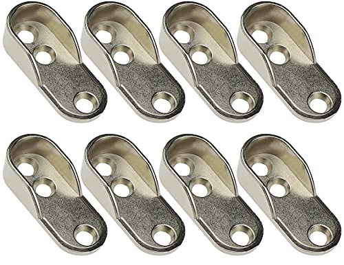 eMagTech Kleiderstangen-Endstützen, 3 Löcher, passend für 15 mm Durchmesser, für Schrank, Boden, Vorhänge, Deckenbefestigung, Zinklegierung, goldfarben, 5 mm Lochdurchmesser, 8 Stück