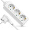 deleyCON 3 Compartimentos Regleta de Enchufes con Conector Plano Regleta Interior 1,4m Cable Enchufe de Contacto Plano Robusta Carcasa de Plástico Blanco