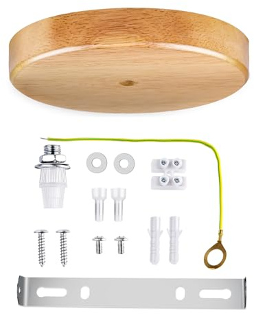 Arturesthome 7 Wood Ceiling Canopy Light Kit Rewind Single Hole with Hardware, Ceiling Plate for Pendant Lighting Chandelier, Screw Fixing on Both Sides