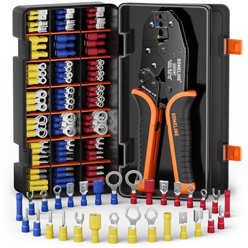 SOMELINE Insulated Wire Terminal Crimping Tools Kit, Crimping Tool Set with 30 Sizes Wire Crimps Terminal, Crimping Cable lugs Set, Butt Plugs Terminal for 0.34-6mm²(AWG 22-10) Electrical Wire