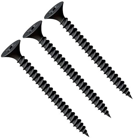 3.5X45mm Vis noires pour cloisons sèches, tête fraisée Phillips autotaraudeuse, filetage fin, pointe pointue, vis phosphatées pour plaque de plâtre sur profilé en acier (30 pcs.)