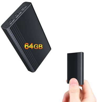 Grabadora de voz STTWUNAKE de 64 GB con 2000 horas de almacenamiento, grabación continua 12 días