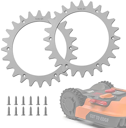 Umelee Spikes de Acero Inoxidable de Repuesto para Modelos Worx Lan-droid S/M, Mejora de Tracción para Robots Cortacéspedes con 12 Tornillos, Tamaño de Rueda 205 mm