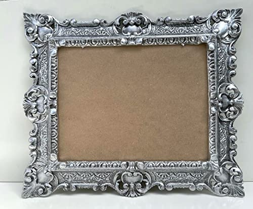 Generisch Bilderrahmen Gold Rechteckig 45x38 Foto Spiegelrahmen Gemälderahmen Barockrahmen 22 x 29 cm Prunk rahmen hängerahmen 3047 Rahmen (Antik Silber)