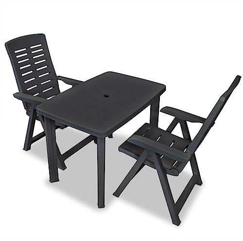 ZQQLVOO Terrassenmöbel Gartensofa Möbelsets 3-TLG. Bistro-Set Kunststoff Anthrazit