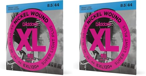 D'Addario Corde Chitarra Elettrica | EXL120+ | Set Corde per Chitarra Elettrica per Ferita Nichel | 6 Corde | Super Leggero Più, 9.5-44 | 1-Paccetto (Confezione da 2)