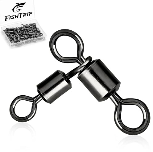 FishTrip 3 Way Fishing Swivels Tackle, 50PCS Heavy Duty Three Way Barrel Swivels for Bottom & Dropper Rigs, Corrosion Resistant 3-Way T-Turn Swivel for Freshwater & Saltwater Fishing 12 * 14#_7Lbs