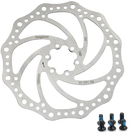 Yongness Fahrradbremsscheibenrotor 140 mm/160 mm/180 mm/203 mm, Edelstahl-Fahrradbremsscheibe mit 6 Schrauben, geeignet für die meisten Fahrräder, Rennrad, Mountainbike, BMX, MTB (Silber, 203mm)