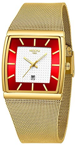 NIBOSI Herren Armbanduhr Herrenuhren luxuriös militärisch wasserdicht Quarz analog quadratisch Armbanduhr für Männer mit Edelstahl Mesh Armband Datumskalender