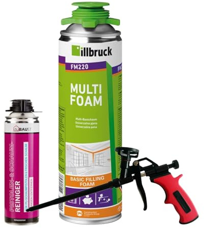 FM220 Bauschaum Montageschaum Pistolenschaum Multischaum Fensterschaum hohe Schalldämmung Wärmedämmung 500ml Kombisets (mit Reiniger AA290 + Schaumpistole Business, 1x 500ml)