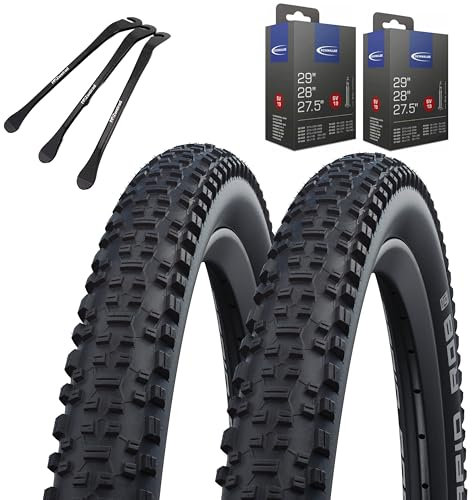 2 x Schwalbe Rapid Rob Fahrradreifen 29 x 2,10 Zoll 54-622 Schwarz Schlauch wählbar + MSZweirad Reifenheber (SV Schlauch, 29 x 2,10 Zoll (54-622))