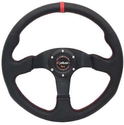 ZiYouao Sportlenkrad Auto-Styling-Sportlenkrad, universell, 14 Zoll, 350 mm, Aluminium, Nachrüstung, modifiziert, Rot, Gelb Holzlenkrad(PVC-RED)