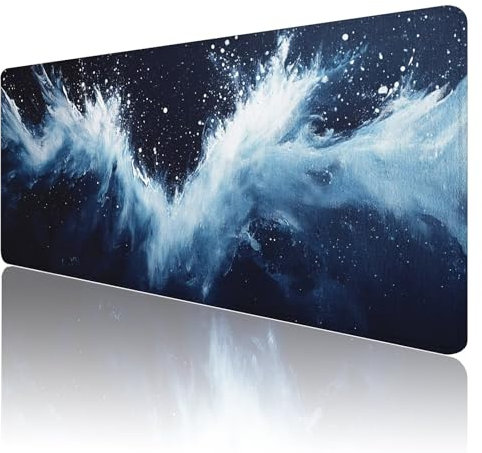 Tapis de Souris Bleu Tapis de Souris Gamer XXL 1200x600x3mm ImperméAble Et AntidéRapant Mousepad Bords Cousus Une éTendu SousMains Tapis Souris Blanc pour Gamer, Pc et DéCoration de Bureau T96